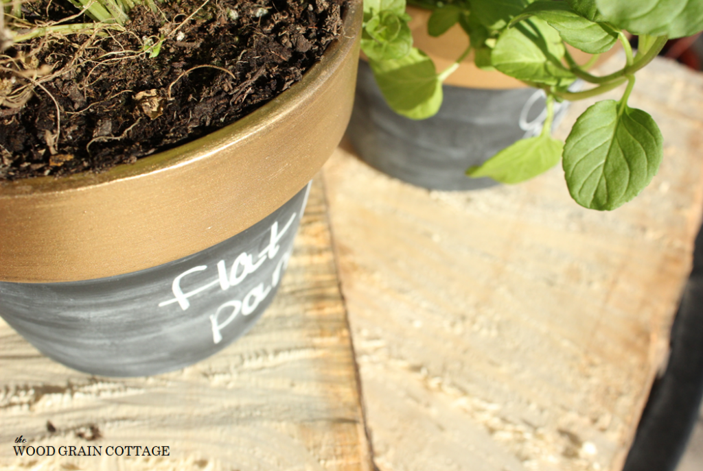 Gold Rimmed Chalkboard Pots by The Wood Grain Cottage