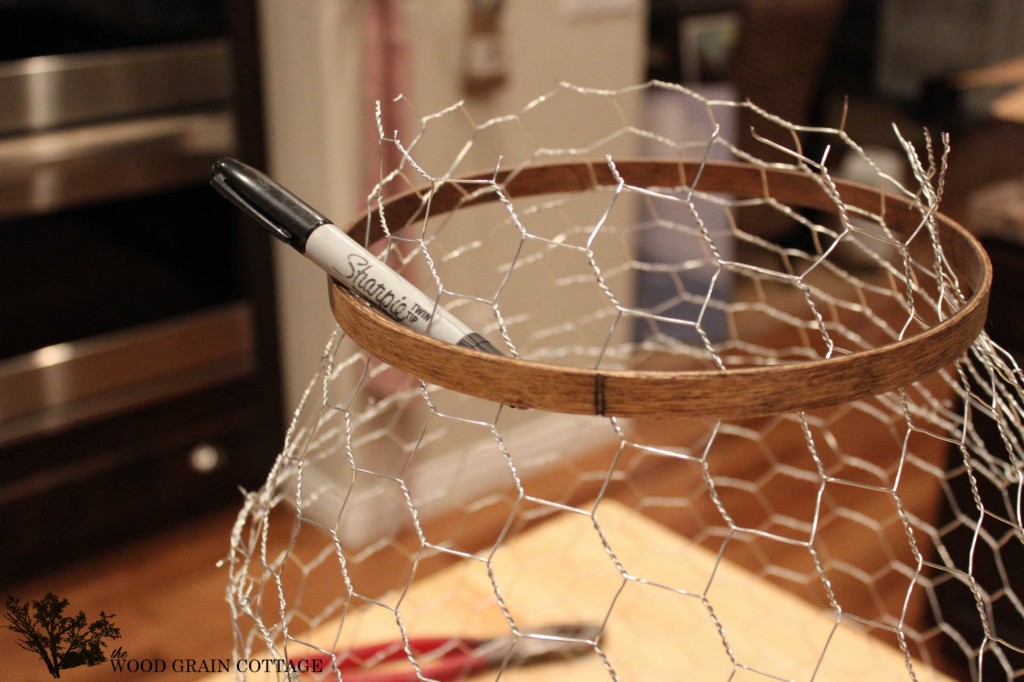 Farmhouse Light with Chicken Wire by The Wood Grain Cottage