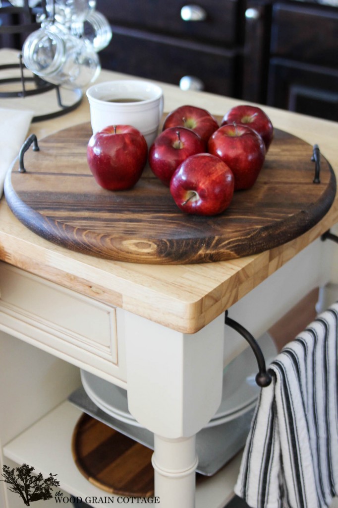 DIY Large Round Serving Tray by The Wood Grain Cottage