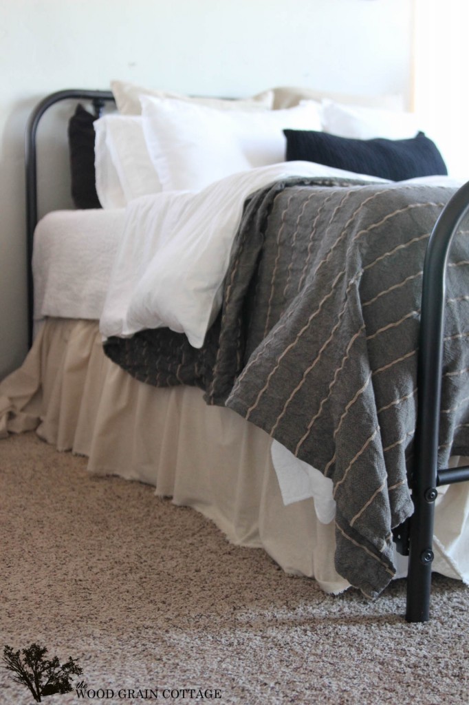 Easy DIY Ruffled Bedskirt by The Wood Grain Cottage