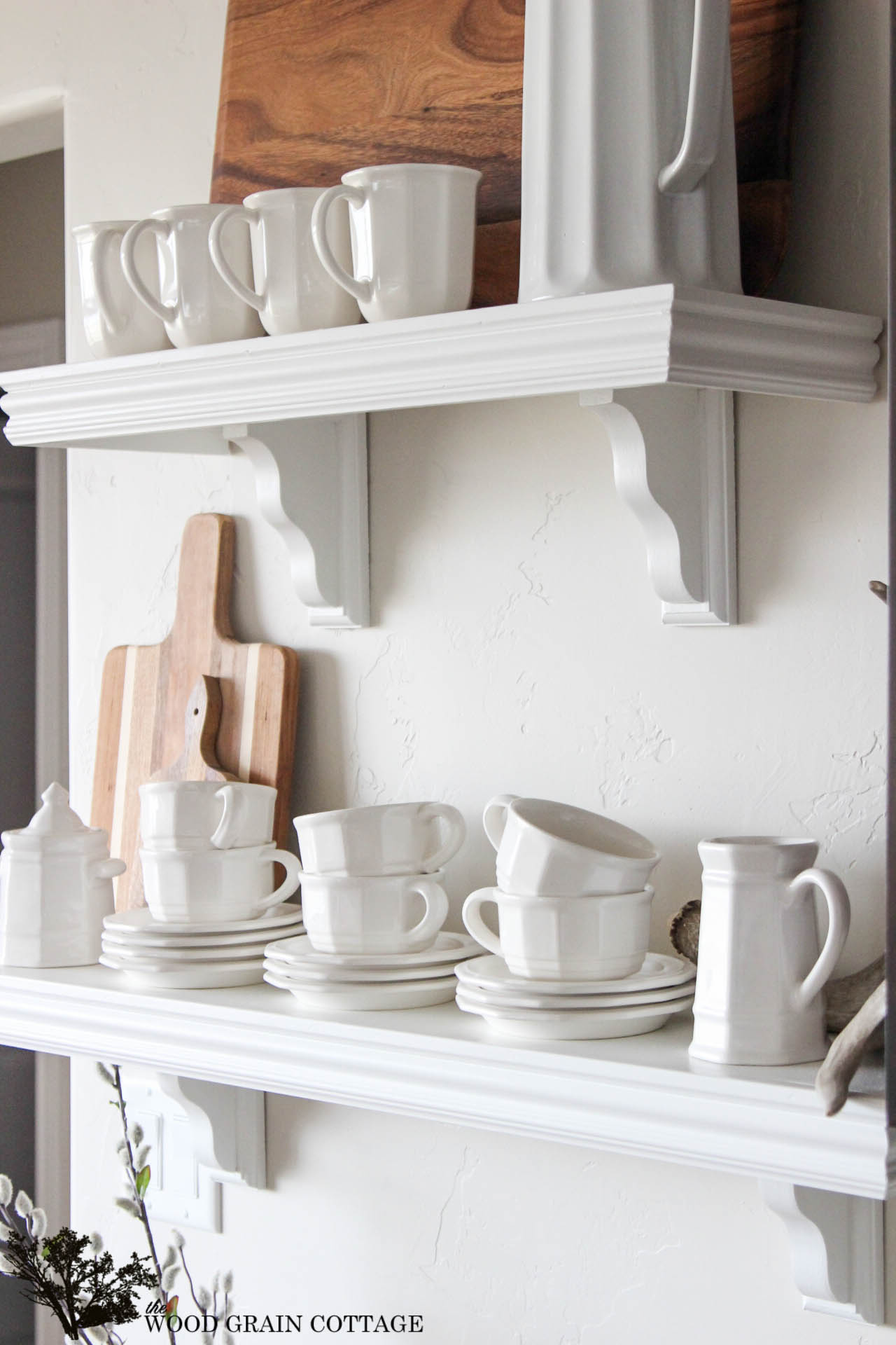 White Kitchen Shelves - The Wood Grain Cottage