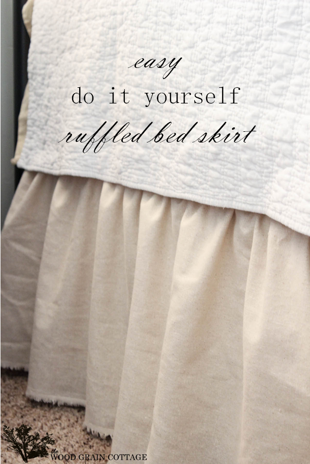 Easy DIY Ruffled Bed Skirt - The Wood Grain Cottage