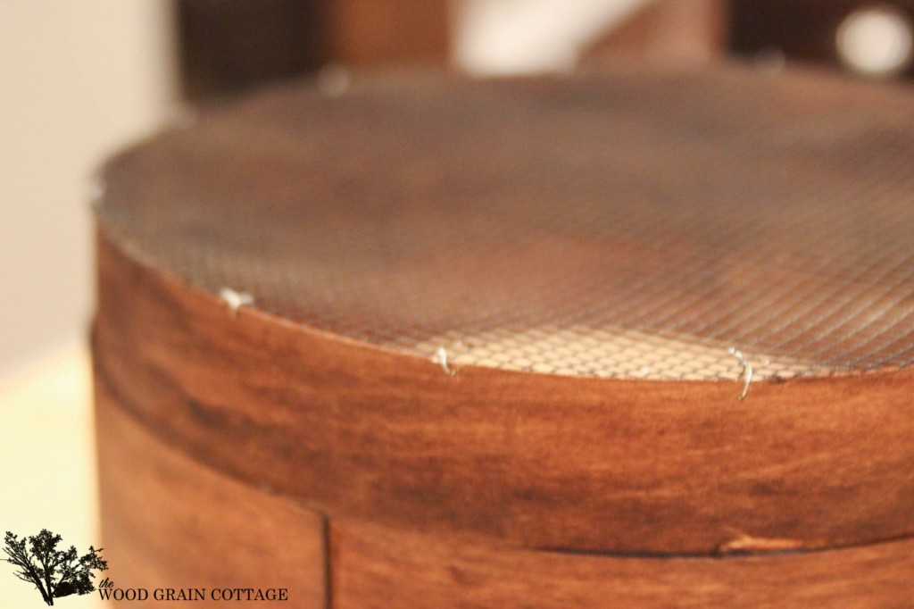 Knock Off Grain Sieve Light Fixture by The Wood Grain Cottage