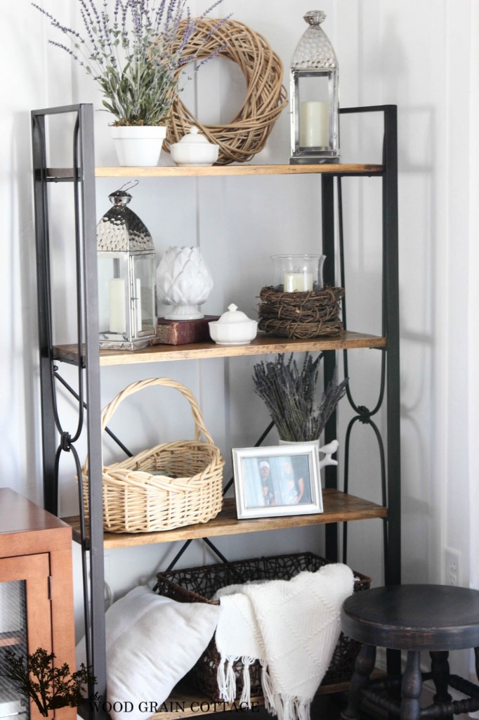 Summer Living Room Shelving by The Wood Grain Cottage