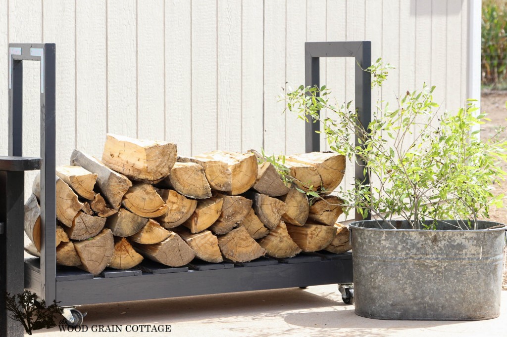 DIY Rolling Fire Wood Cart by The Wood Grain Cottage