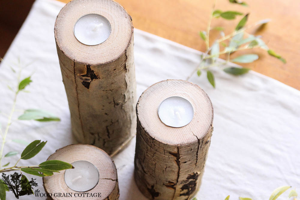 DIY Rustic Tea Light Holder by The Wood Grain Cottage