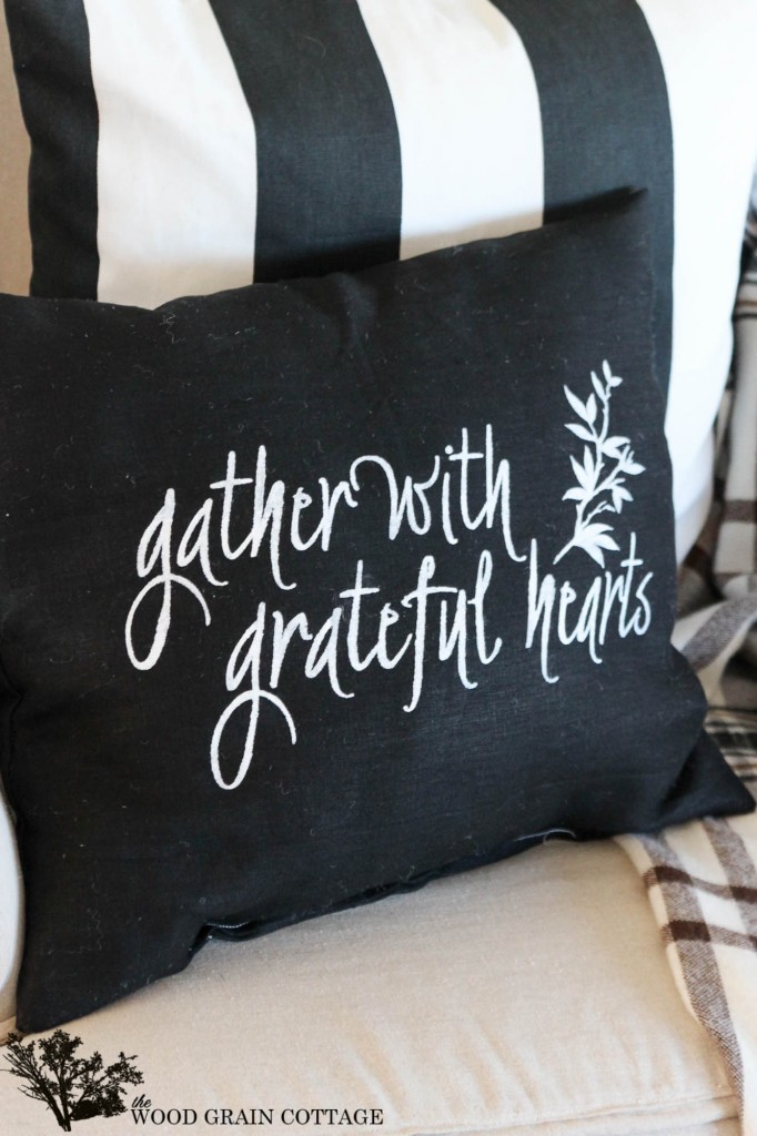 Black & White Thanksgiving Pillow by The Wood Grain Cottage