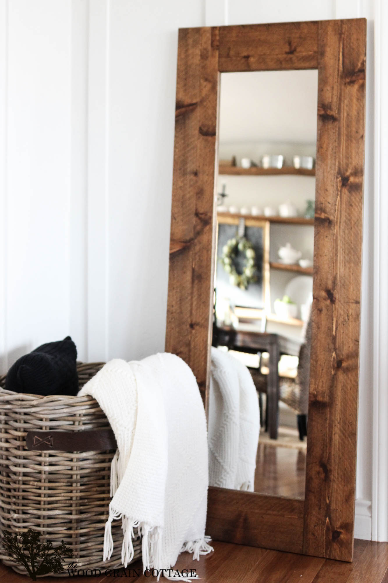 DIY Frame Mirror- Perfect Touch of Farmhouse!- by The Wood Grain
