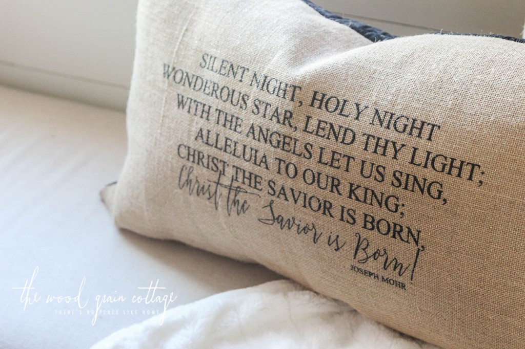 Silent Night Pillow Handmade by The Wood Grain Cottage