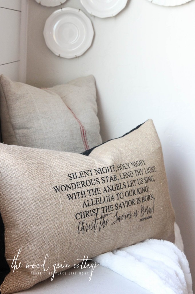 Silent Night Pillow Handmade by The Wood Grain Cottage