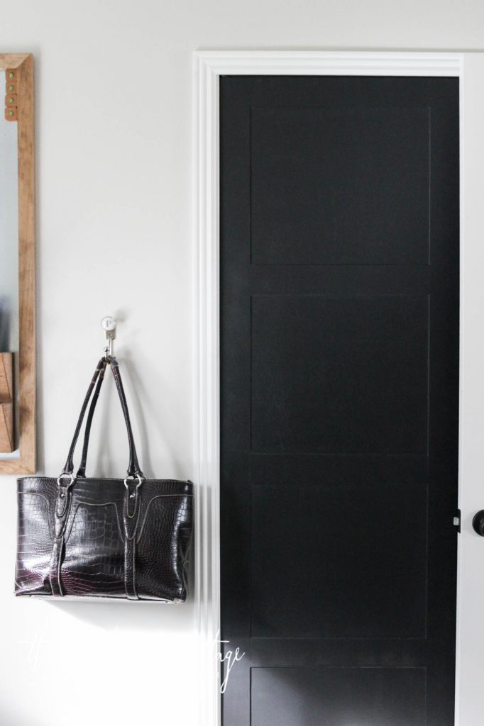 A picture showing the finished closet door makeover. 