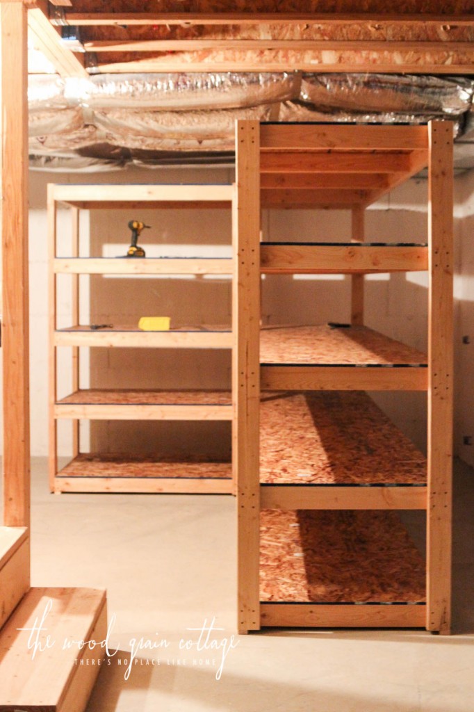 Diy Basement Shelving The Wood Grain, Homemade Basement Storage Shelves