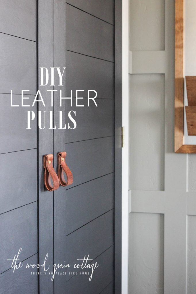 Leather Door Pulls // DIY Cabinet Drawer Handles // Black Leather Cabinet Pulls