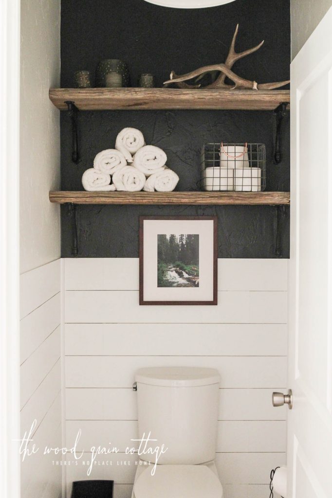 Decorating Shelves Above The Toilet - The Wood Grain Cottage