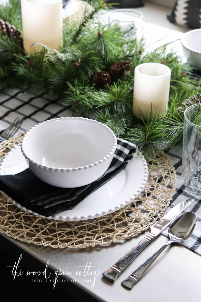 Christmas Table Setting In The Breakfast Nook by The Wood Grain Cottage