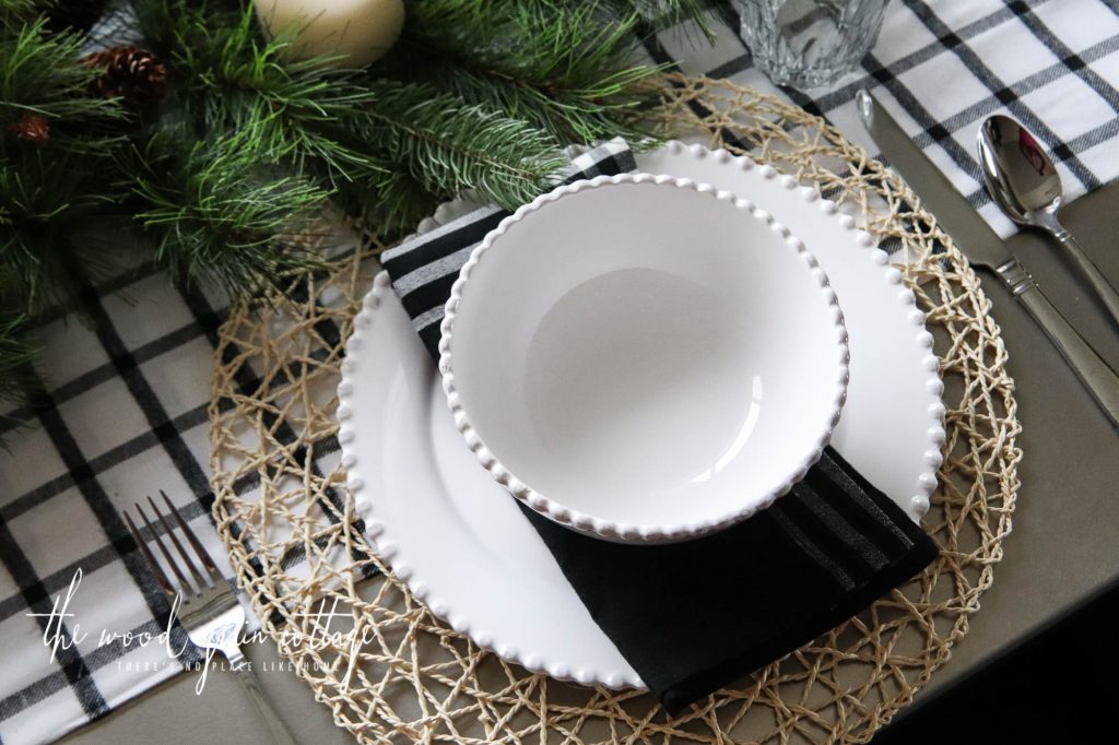 Christmas Table Setting In The Breakfast Nook by The Wood Grain Cottage