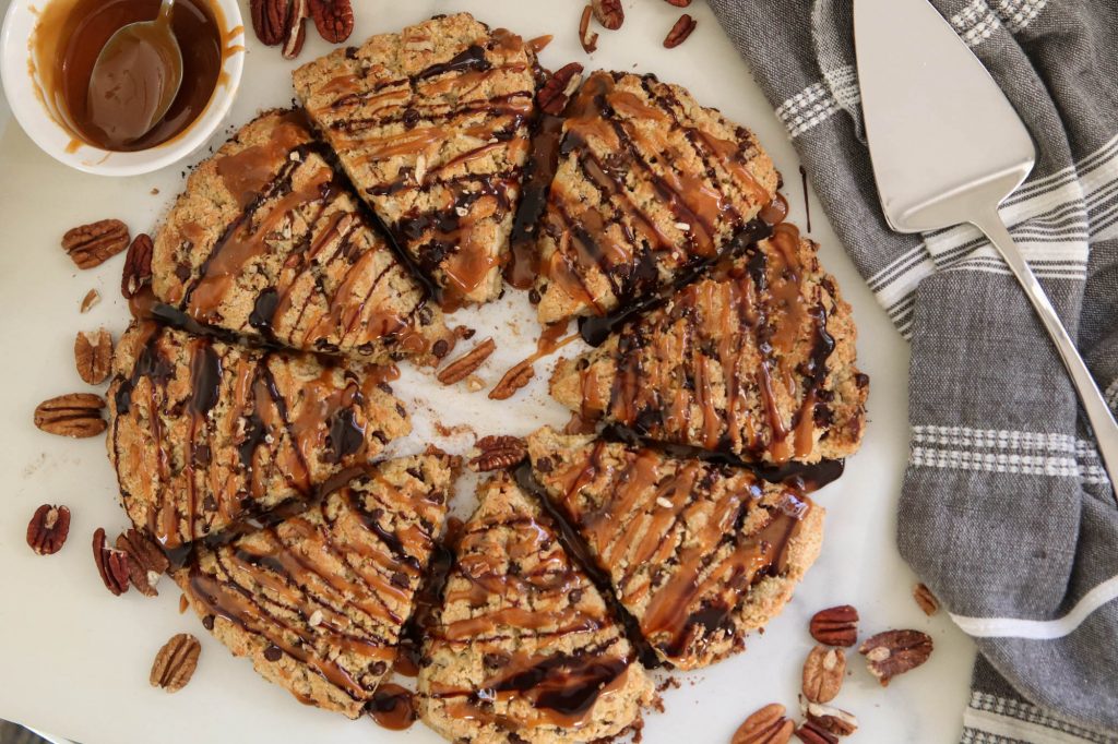 A picture of gluten free turtle scones.