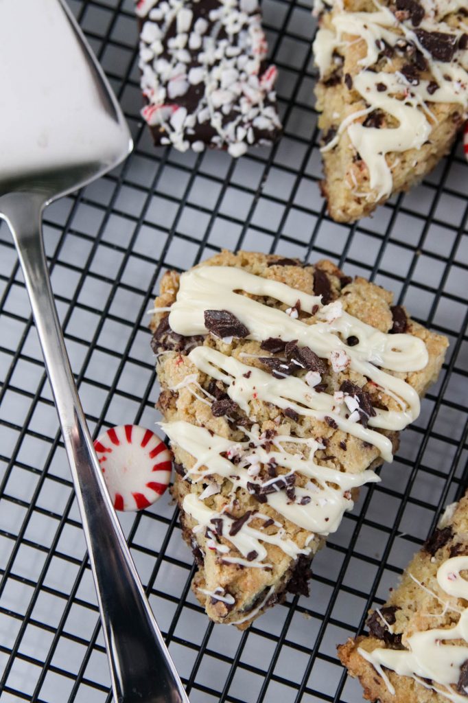 A picture of gluten free peppermint bark scones.