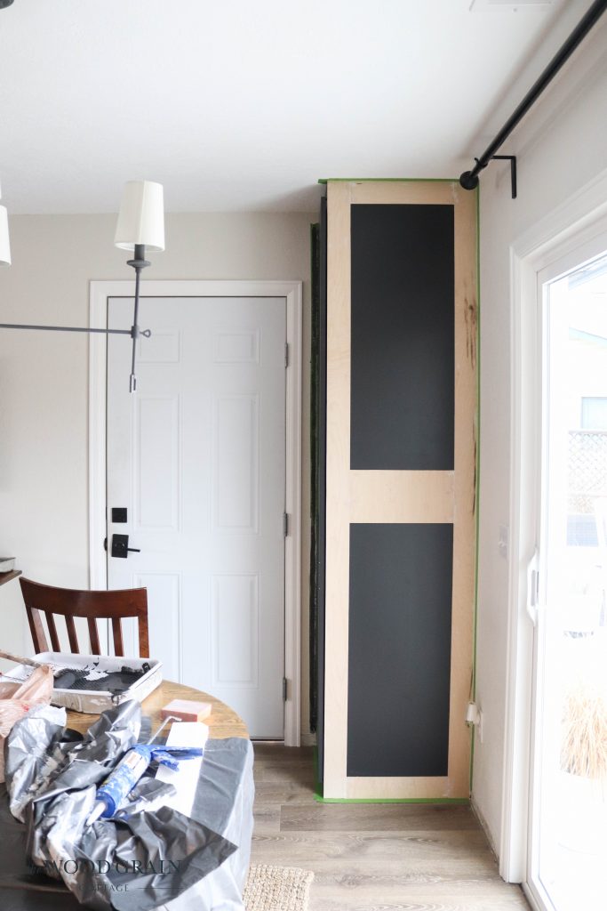 A picture of the cabinet ready for paint. 
