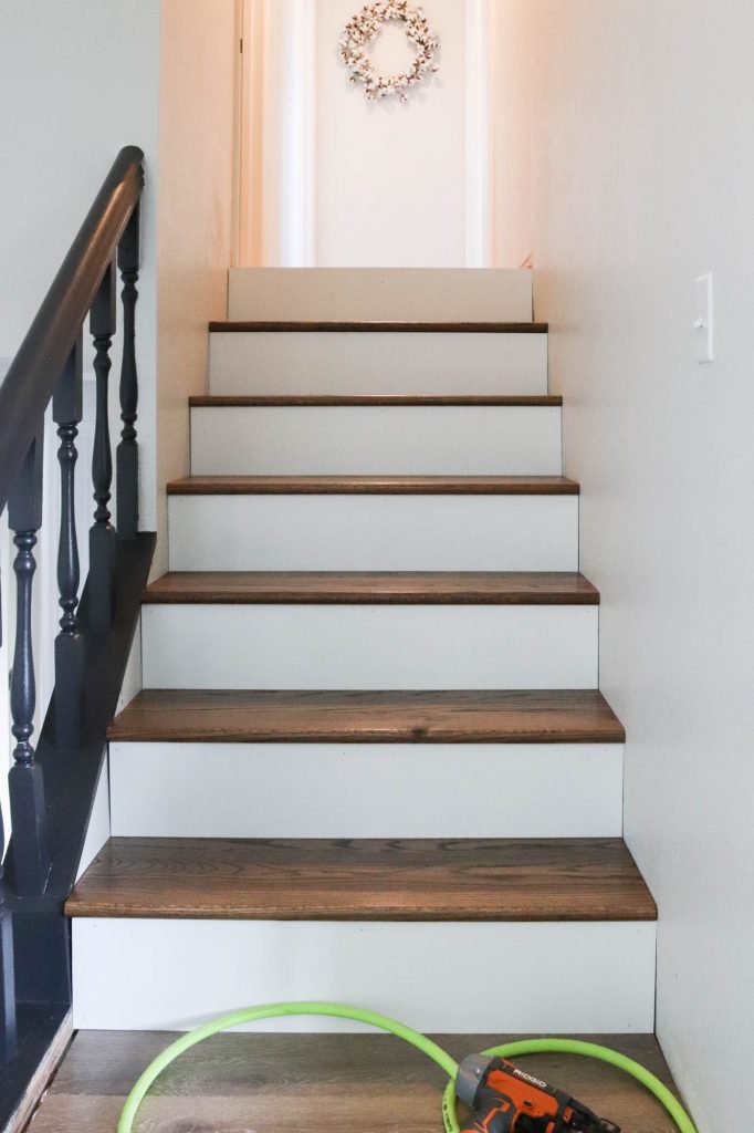 A picture of the stair treads installed. 