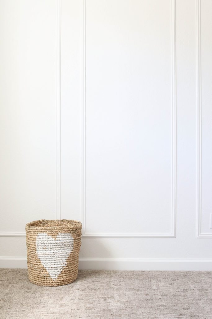A picture of the finished wall moulding in the nursery.