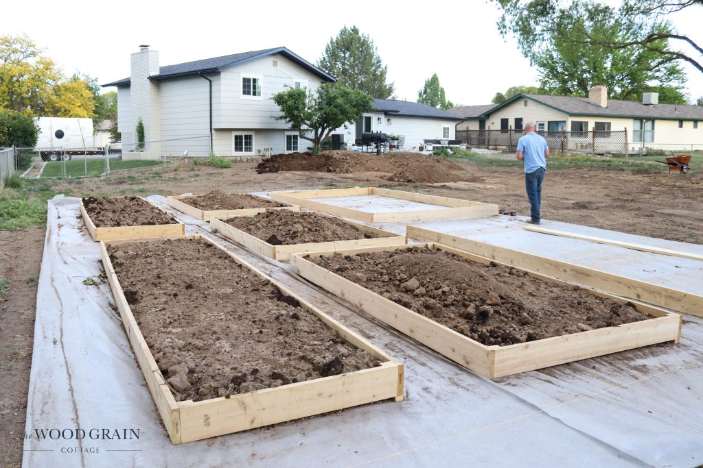A picture of the garden boxes being installed.