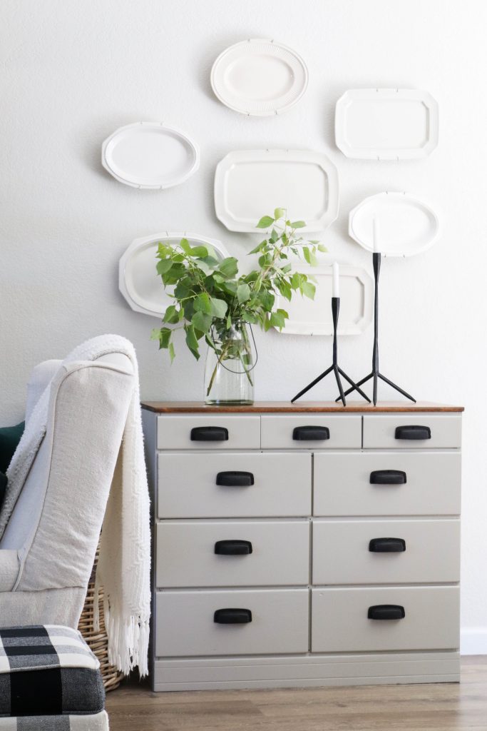 A picture of the dining room plate wall.