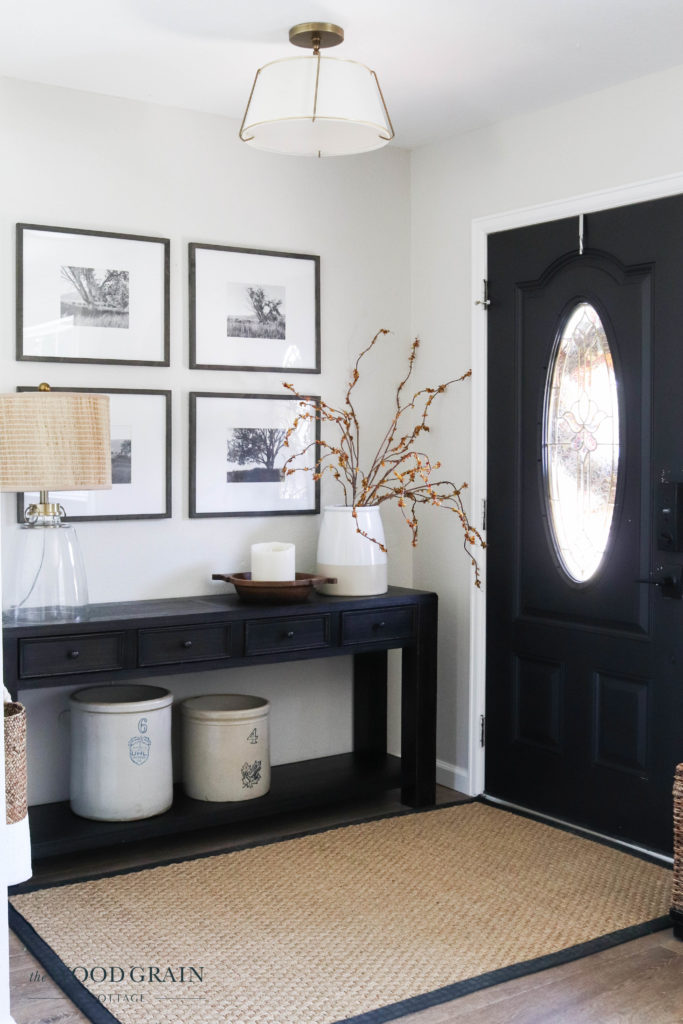 A picture of our entryway with new artwork.