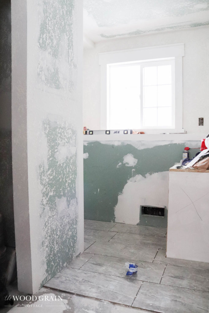 A picture showing the walls being textured. 