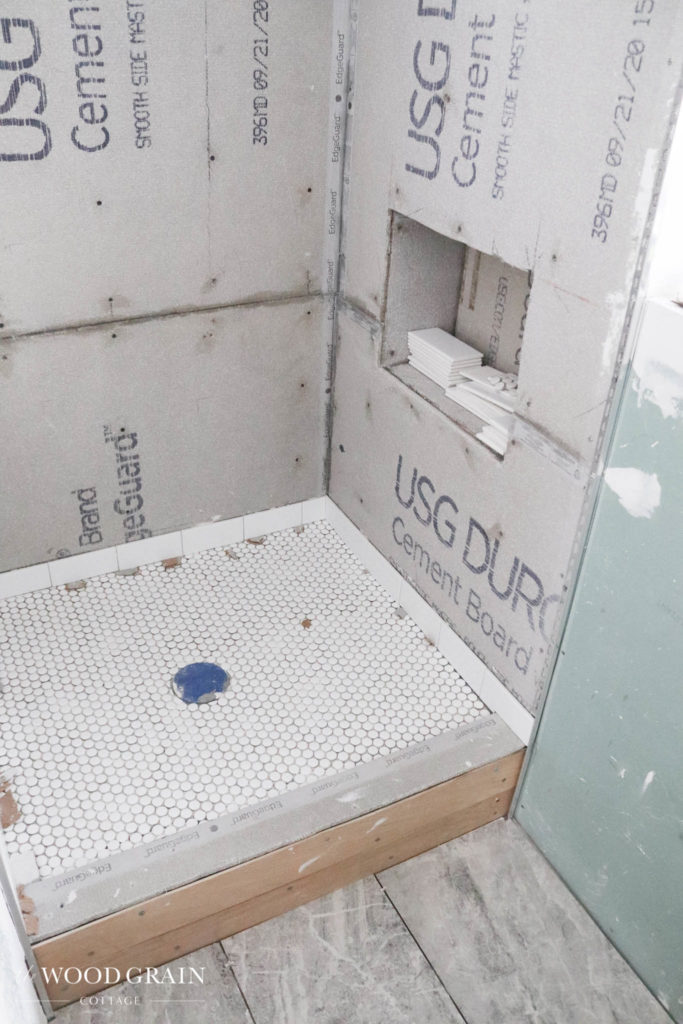 A picture of the shower floor.