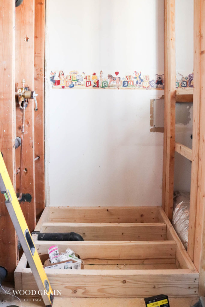 A picture showing the shower framed out.