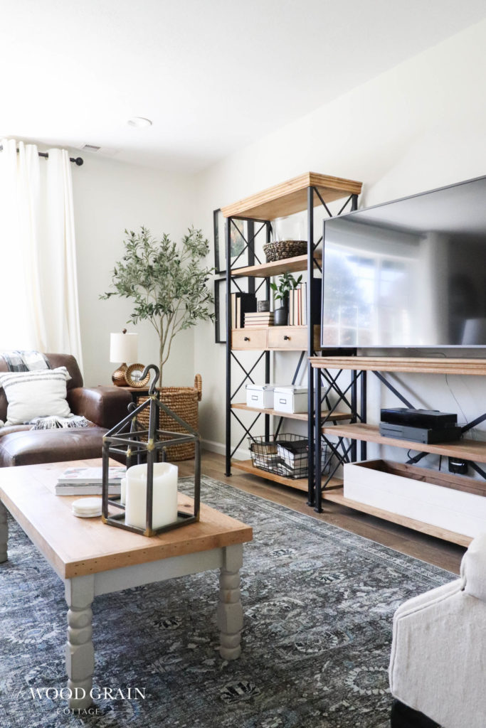 A picture of our living room and the new rug. 