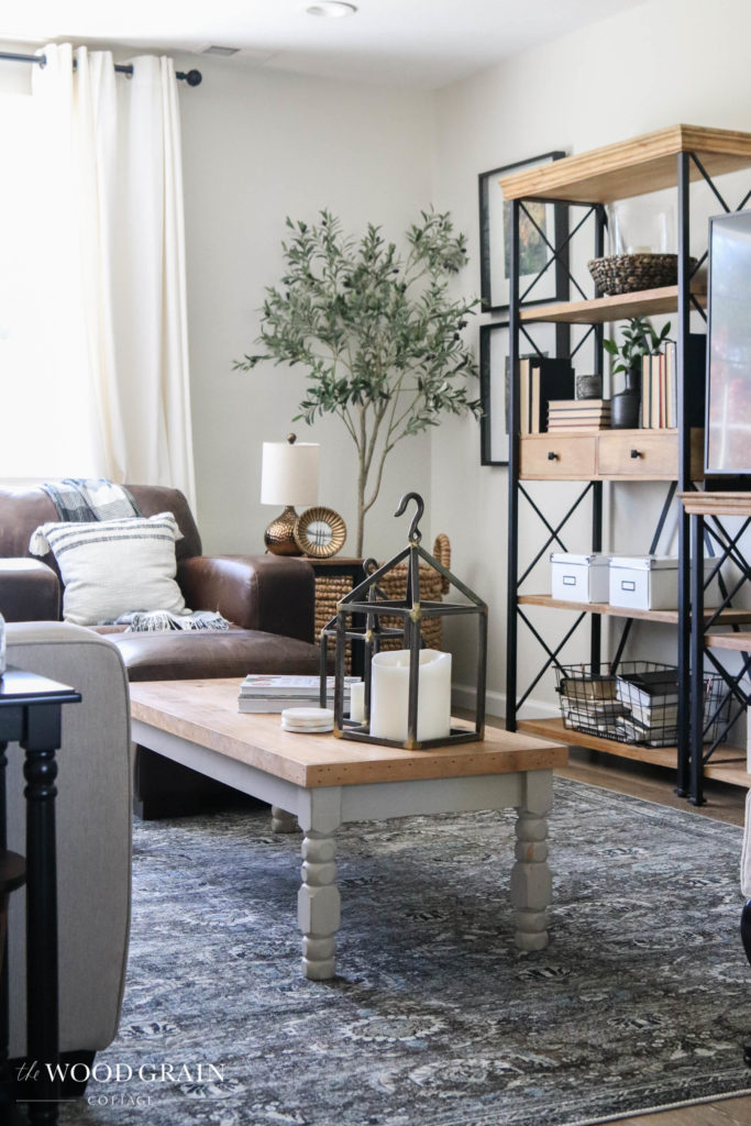 A picture of our living room with the new rug. 