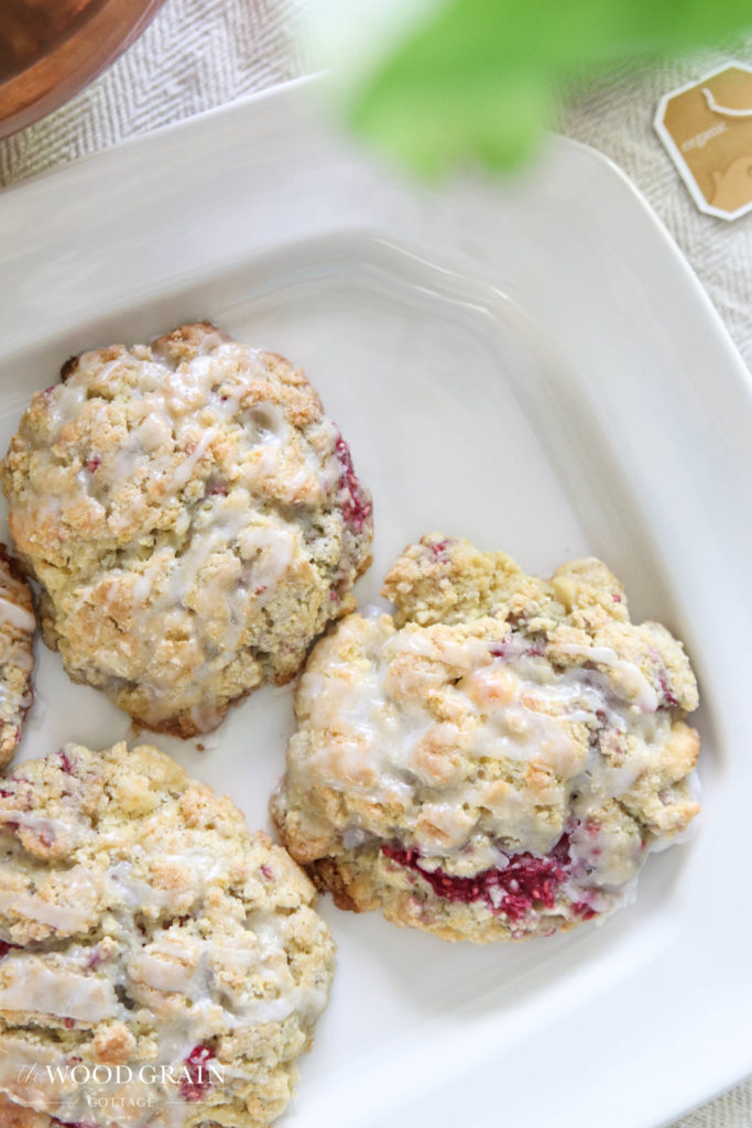 A picture of the gluten free white chocolate raspberry scones. 