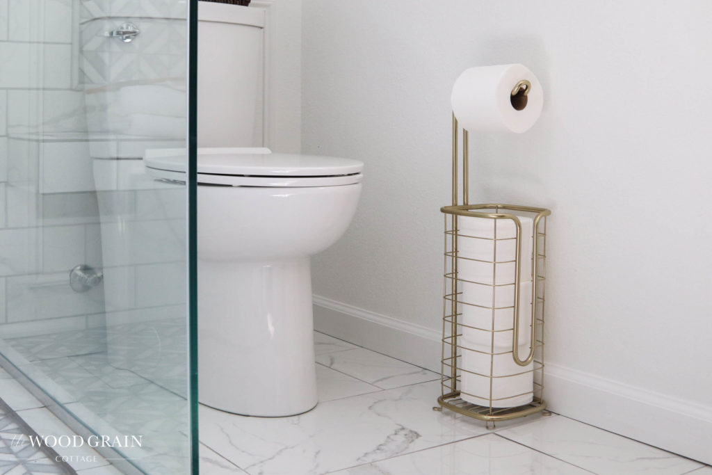 A picture of our toilet paper stand. 