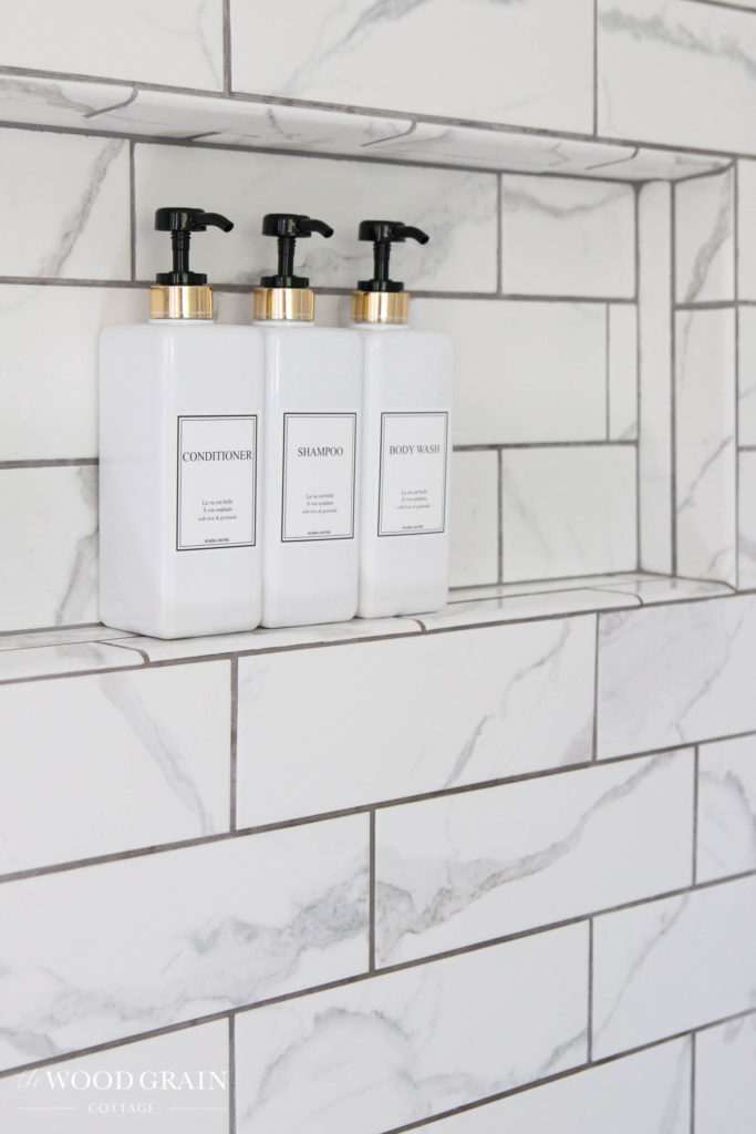 A picture of the shower walls. 