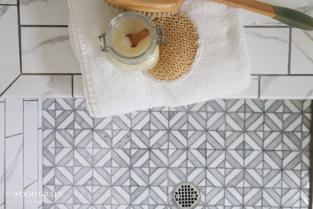 A picture of the shower floor. 