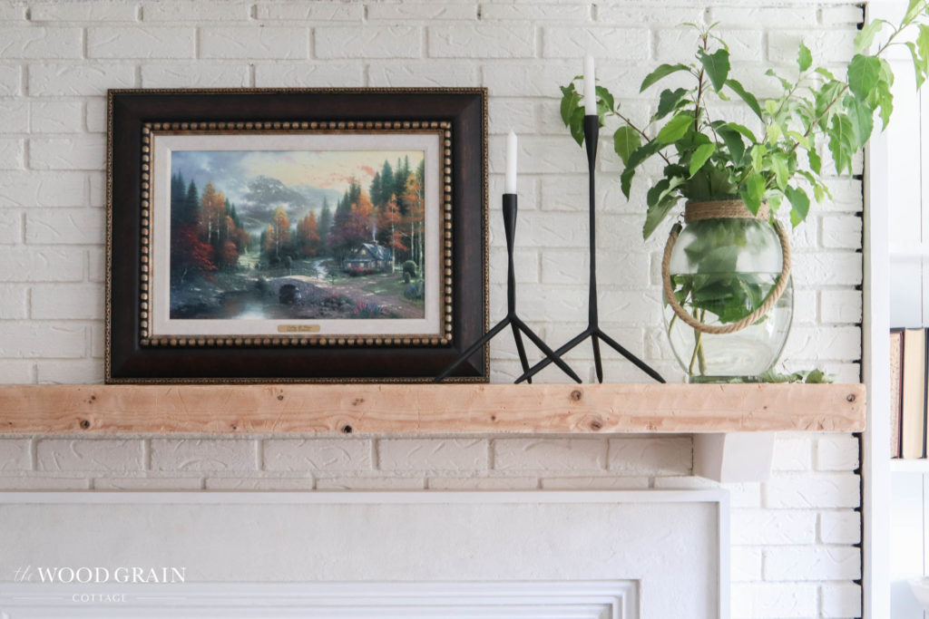 A picture of our mantel decorated for fall. 