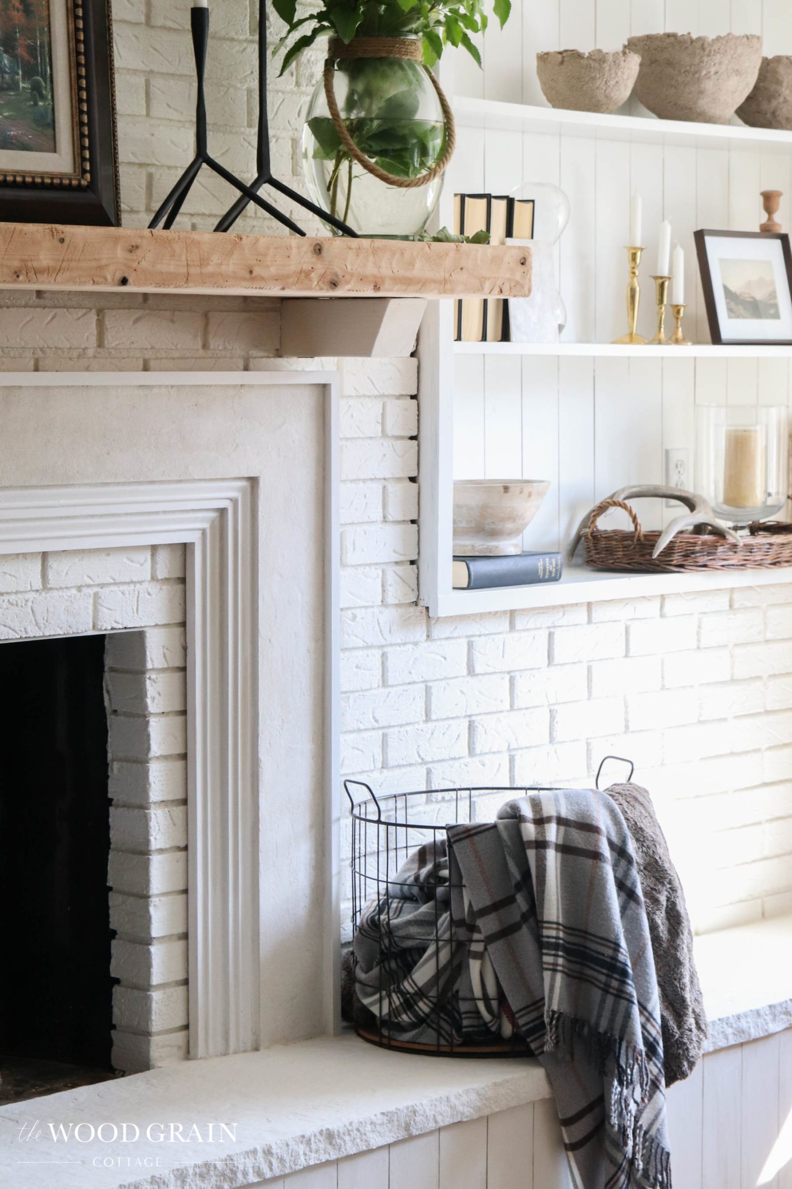 Our Brick Fireplace Makeover - The Wood Grain Cottage