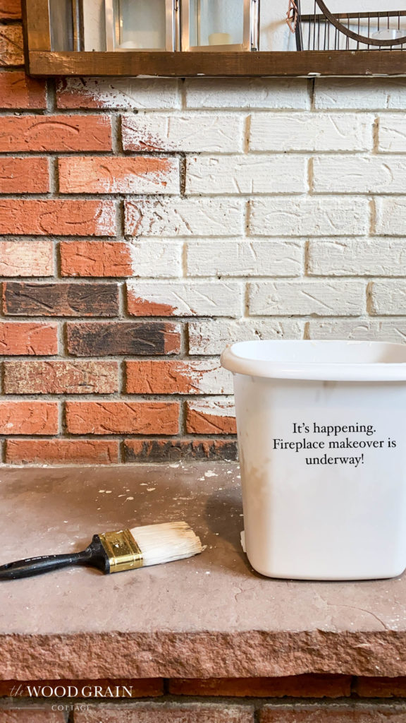 A picture of the lime paint in a trash can. 