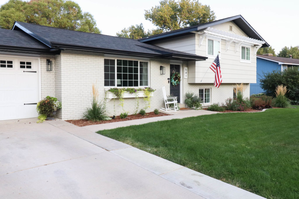 A picture of the front of our house when it was finished. 