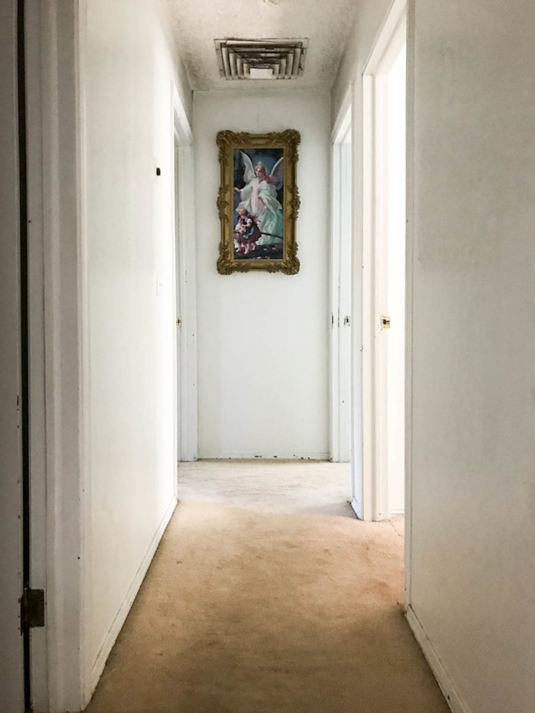 A picture of the hallways when we bought the house. 
