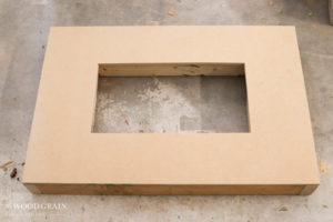 A picture of the base frame with the mdf board.