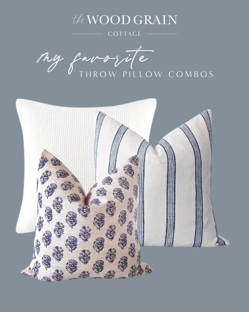 A picture showing white and blue pillow coverings together. 