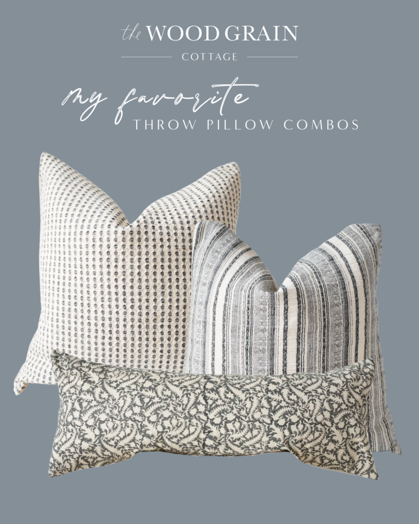 A picture showing black, white and cream pillow covers together. 