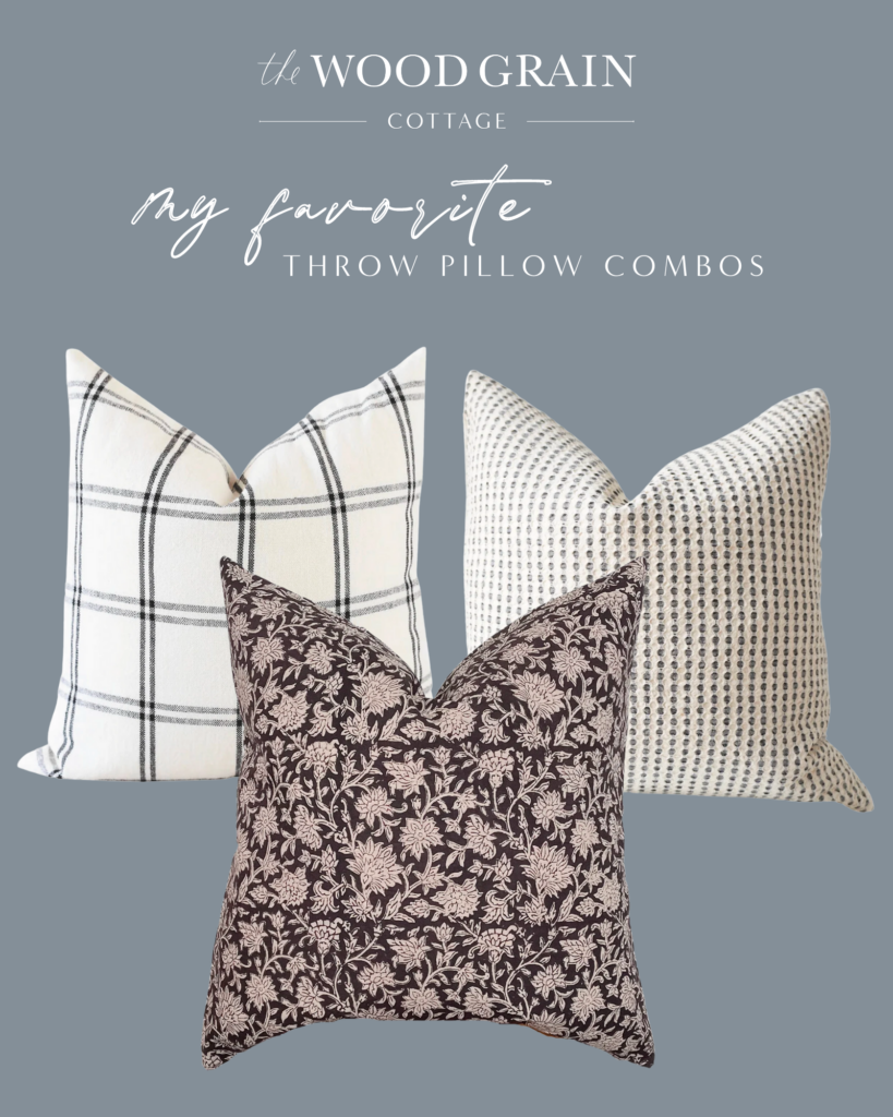 A picture showing black, white and floral pillow covers together. 